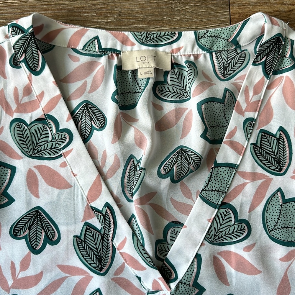 LOFT Flutter Sleeve V-Neck Blouse